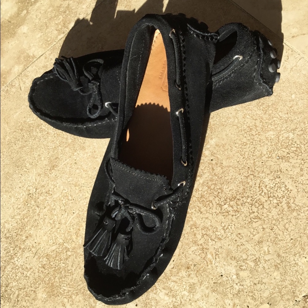 Coach Nadia Black Suede Driving Moccasins with Tassels Size 9 - New, no box